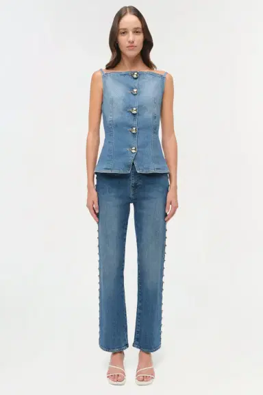 Simkhai Amelia Studded Denim High Rise | Thumbnail 6 Simkhai Amelia Studded Denim High Rise | Thumbnail 6
