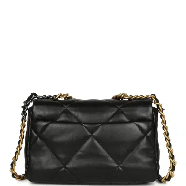Chanel Pre-owned Chanel Medium 19 Flap Bag Black Shiny Lambskin Mixed Hardware | Thumbnail 4