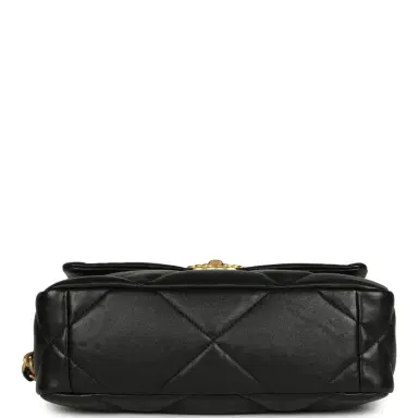 Chanel Pre-owned Chanel Medium 19 Flap Bag Black Shiny Lambskin Mixed Hardware | Thumbnail 6