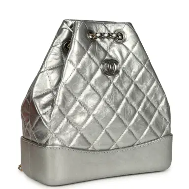 Chanel Pre-owned Chanel Small Gabrielle Backpack Metallic Silver Aged Calfskin Mixed Metal Hardware | Thumbnail 2