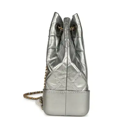 Chanel Pre-owned Chanel Small Gabrielle Backpack Metallic Silver Aged Calfskin Mixed Metal Hardware | Thumbnail 3
