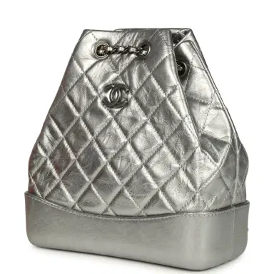 Chanel Pre-owned Chanel Small Gabrielle Backpack Metallic Silver Aged Calfskin Mixed Metal Hardware | Thumbnail 5