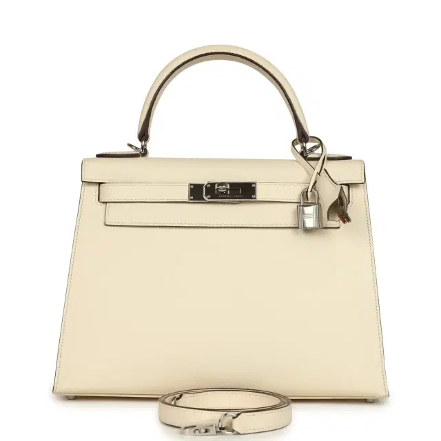 hermes Pre-owned Hermes Kelly Sellier 28 Nata Epsom Palladium Hardware