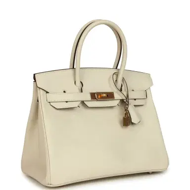 HERMÈS Pre-owned Hermes Special Order (HSS) Birkin 30 Craie Verso Epsom Rose Gold Hardware | Thumbnail 2