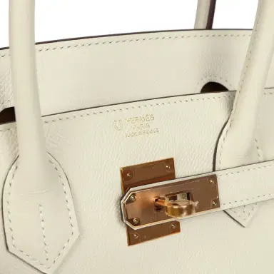 HERMÈS Pre-owned Hermes Special Order (HSS) Birkin 30 Craie Verso Epsom Rose Gold Hardware | Thumbnail 7