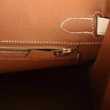 HERMÈS Pre-owned Hermes Special Order (HSS) Birkin 30 Craie Verso Epsom Rose Gold Hardware | Thumbnail 9
