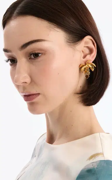 Oscar de la Renta Palm Tree Stud Earrings | Thumbnail 3