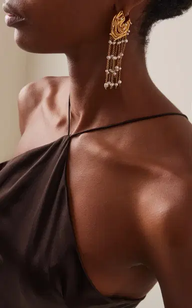 Oscar de la Renta Pearl Nest Chandelier Earrings | Thumbnail 2