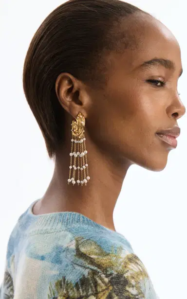 Oscar de la Renta Pearl Nest Chandelier Earrings | Thumbnail 3