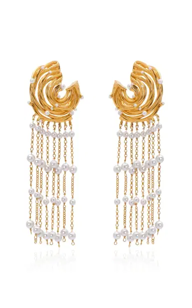 Oscar de la Renta Pearl Nest Chandelier Earrings | Thumbnail 4