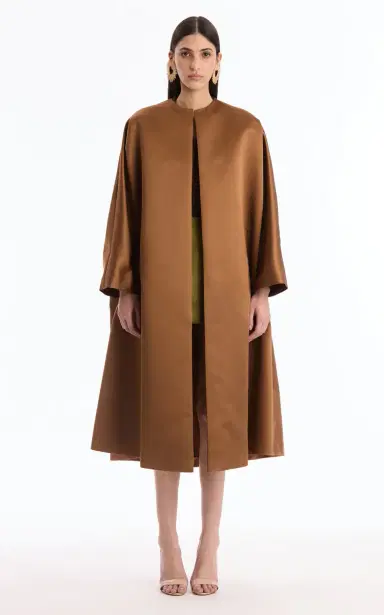 Oscar de la Renta Draped Satin Coat | Thumbnail 3