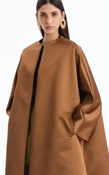 Oscar de la Renta Draped Satin Coat | Thumbnail 6