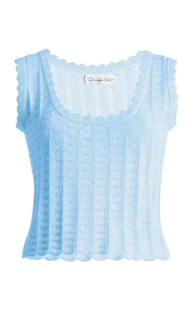 Oscar de la Renta Pointelle-Knit Cotton-Silk Tank Top | Thumbnail 1 Oscar de la Renta Pointelle-Knit Cotton-Silk Tank Top | Thumbnail 1