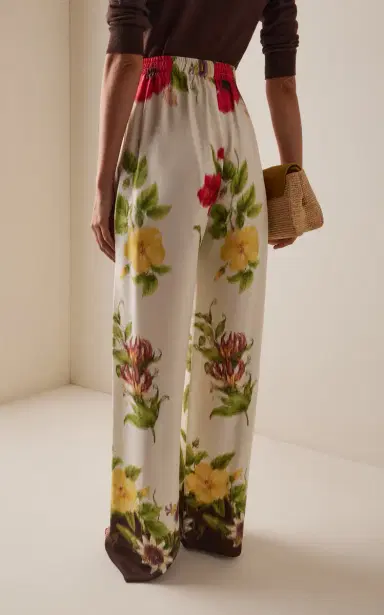 Oscar de la Renta Floral Silk-Twill Straight-Leg Pants | Thumbnail 4 Oscar de la Renta Floral Silk-Twill Straight-Leg Pants | Thumbnail 4