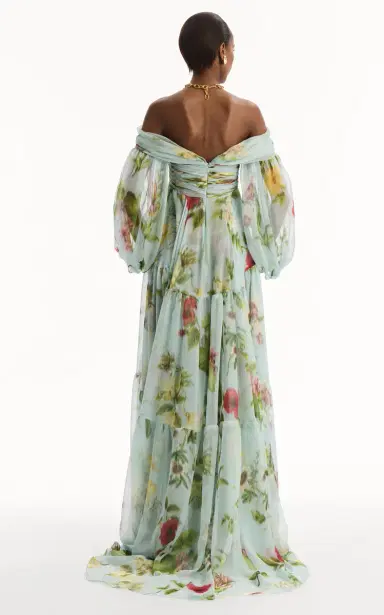 Oscar de la Renta Off-The-Shoulder Silk-Chiffon Gown | Thumbnail 5