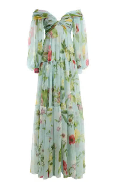Oscar de la Renta Off-The-Shoulder Silk-Chiffon Gown | Thumbnail 1