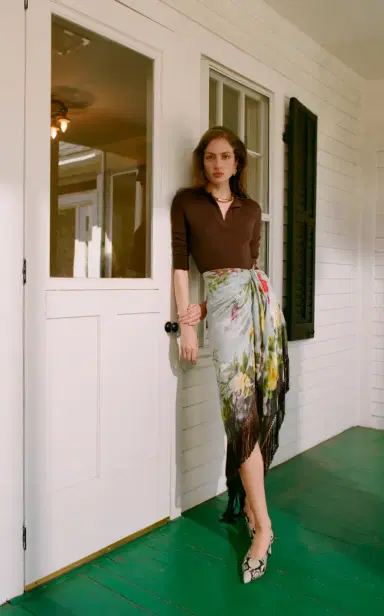 Oscar de la Renta Fringed Metallic Midi Skirt | Thumbnail 2 Oscar de la Renta Fringed Metallic Midi Skirt | Thumbnail 2