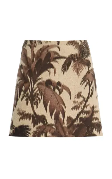 Oscar de la Renta Palm-Print Mini Skirt | Thumbnail 1