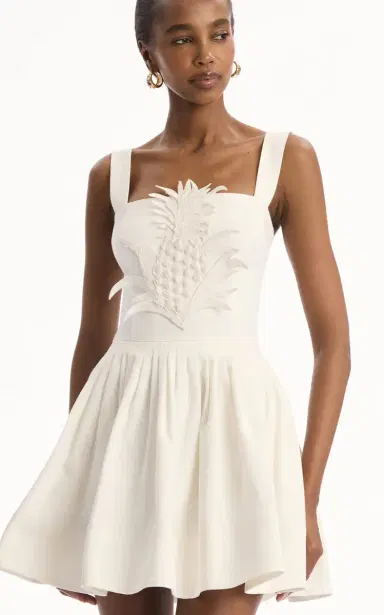 Oscar de la Renta Pineapple-Embroidered Denim Mini Dress | Thumbnail 5