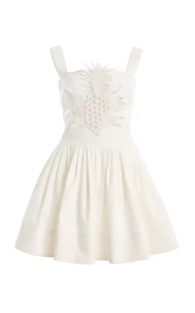 Oscar de la Renta Pineapple-Embroidered Denim Mini Dress | Thumbnail 8