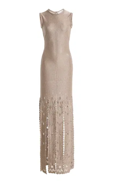 Oscar de la Renta Fringed Metallic Maxi Dress | Thumbnail 2 Oscar de la Renta Fringed Metallic Maxi Dress | Thumbnail 2