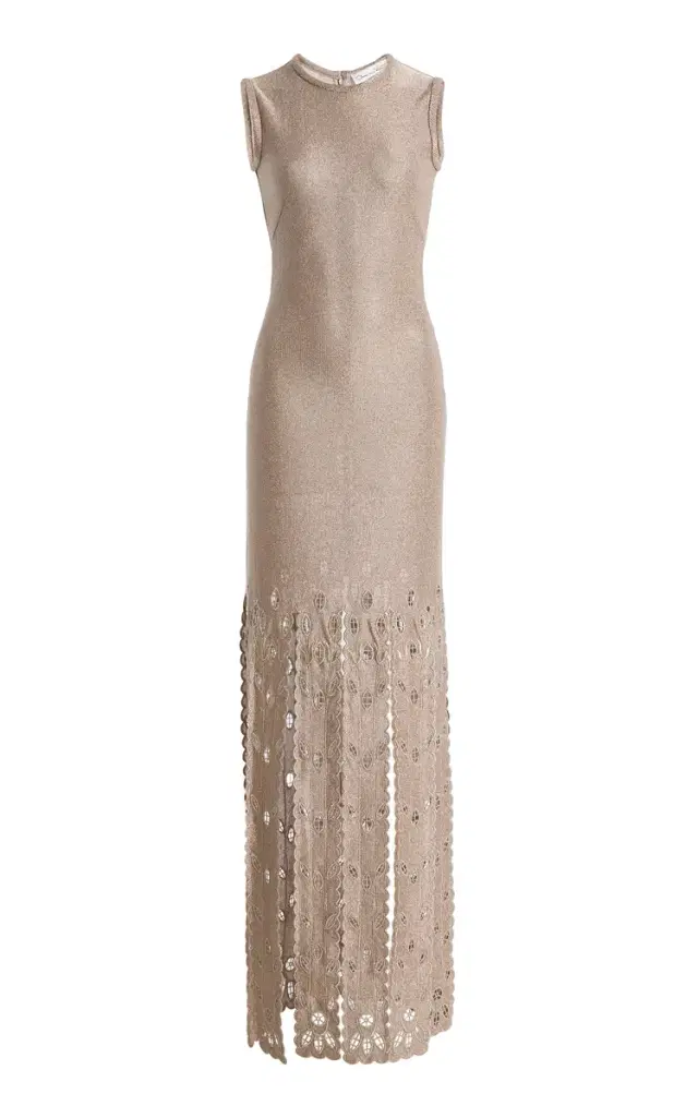 Oscar de la Renta Fringed Metallic Maxi Dress