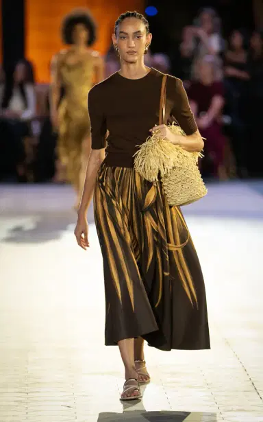 Oscar de la Renta Palm-Printed Faille Midi Skirt | Thumbnail 2 Oscar de la Renta Palm-Printed Faille Midi Skirt | Thumbnail 2