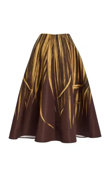 Oscar de la Renta Palm-Printed Faille Midi Skirt | Thumbnail 7 Oscar de la Renta Palm-Printed Faille Midi Skirt | Thumbnail 7