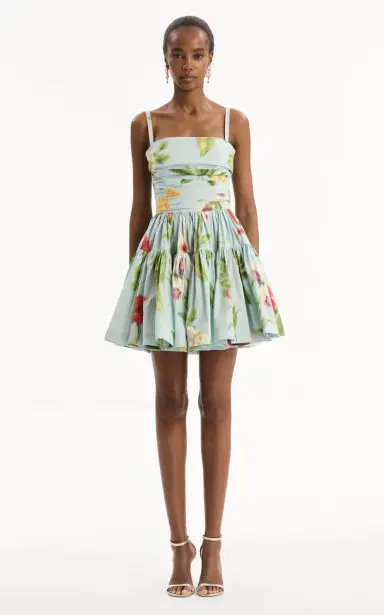 Oscar de la Renta Floral Stretch Cotton-Poplin Mini Dress | Thumbnail 2
