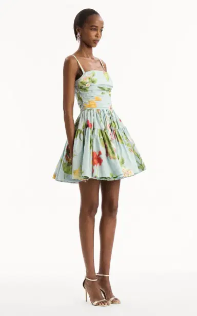 Oscar de la Renta Floral Stretch Cotton-Poplin Mini Dress | Thumbnail 3