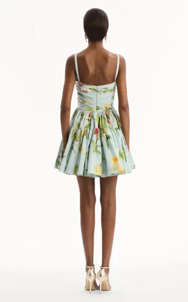 Oscar de la Renta Floral Stretch Cotton-Poplin Mini Dress | Thumbnail 4