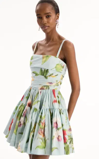 Oscar de la Renta Floral Stretch Cotton-Poplin Mini Dress | Thumbnail 5