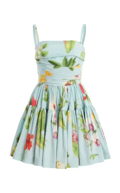 Oscar de la Renta Floral Stretch Cotton-Poplin Mini Dress | Thumbnail 1