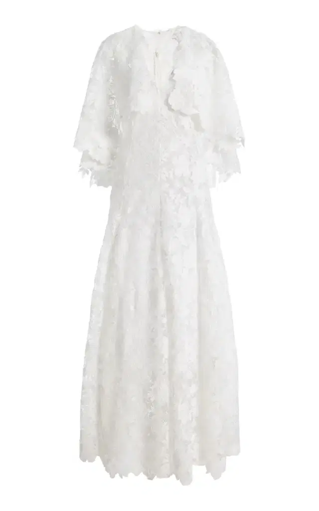 Oscar de la Renta Hibiscus Guipure Lace Maxi Dress