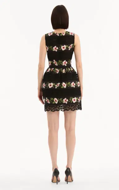 Oscar de la Renta Hibiscus-Striped Faille Mini Dress | Thumbnail 4