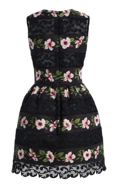 Oscar de la Renta Hibiscus-Striped Faille Mini Dress | Thumbnail 6