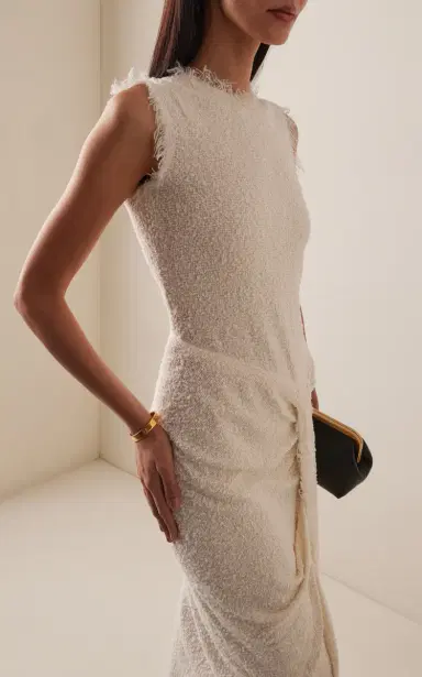 Oscar de la Renta Draped Bouclé Midi Dress | Thumbnail 3