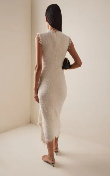 Oscar de la Renta Draped Bouclé Midi Dress | Thumbnail 4