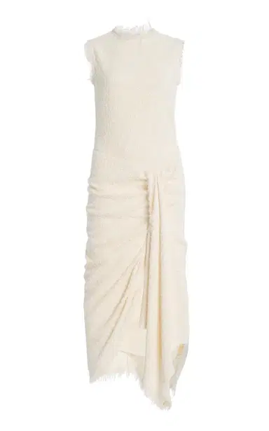 Oscar de la Renta Draped Bouclé Midi Dress | Thumbnail 7