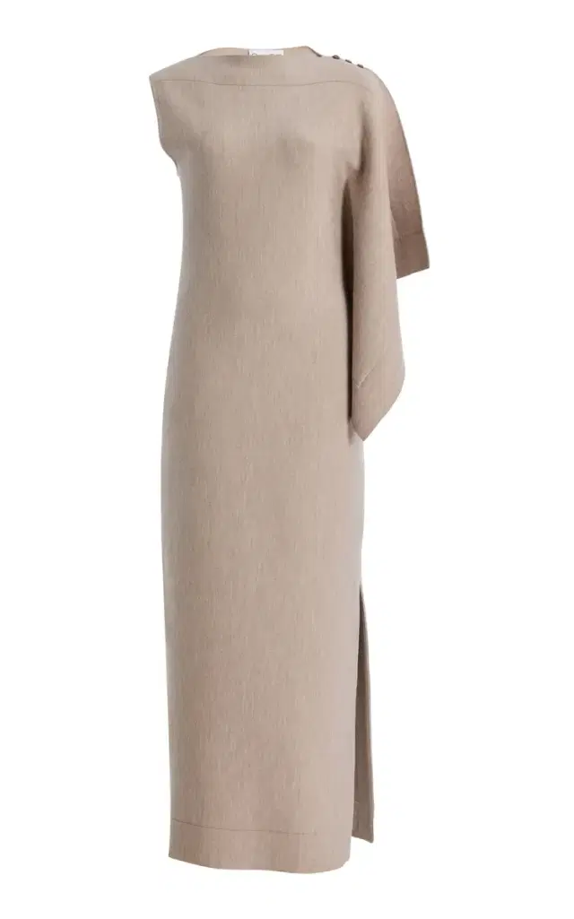 Draped Virgin Wool Midi Dress