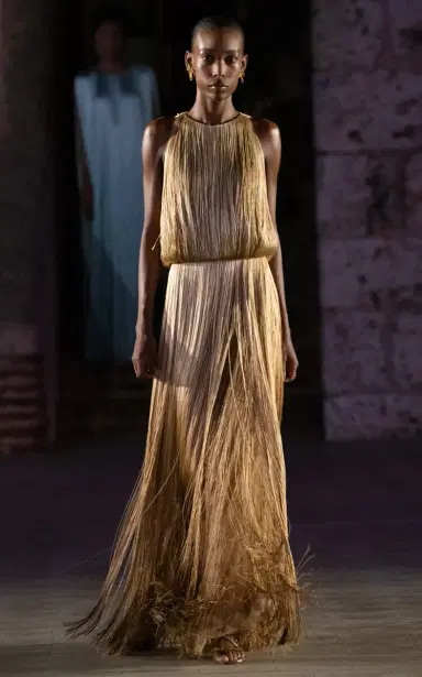 Oscar de la Renta Fringed Silk Gown | Thumbnail 2