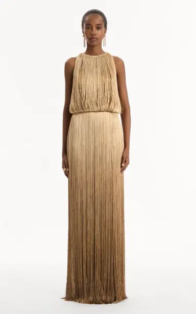 Oscar de la Renta Fringed Silk Gown | Thumbnail 3