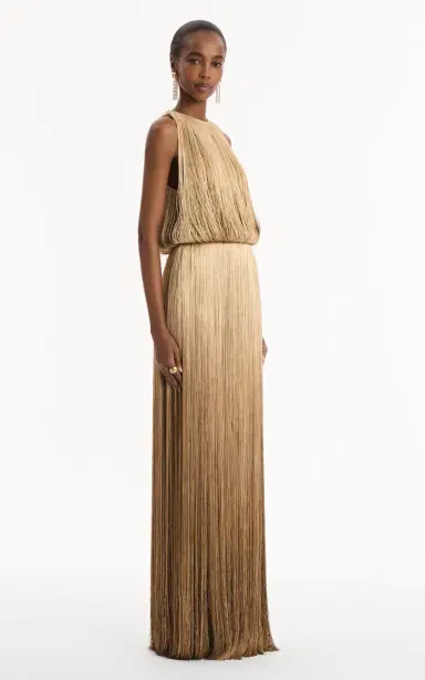 Oscar de la Renta Fringed Silk Gown | Thumbnail 4