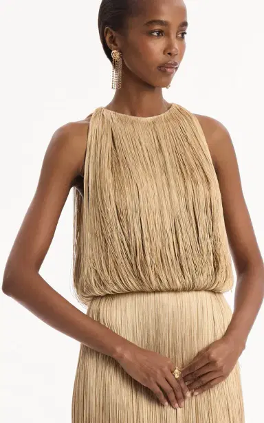 Oscar de la Renta Fringed Silk Gown | Thumbnail 6