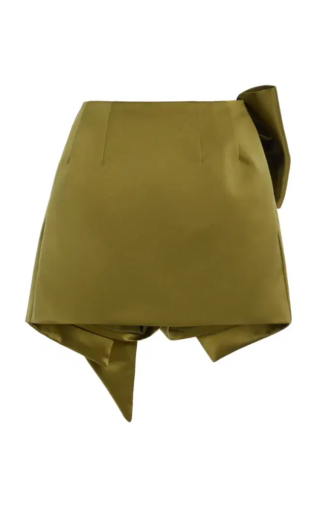 Oscar de la Renta Draped Satin Mini Skort