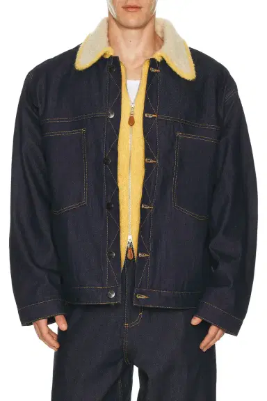 Charles Jeffrey Loverboy Denim Jacket With Knitted Collar | Thumbnail 1 Charles Jeffrey Loverboy Denim Jacket With Knitted Collar | Thumbnail 1