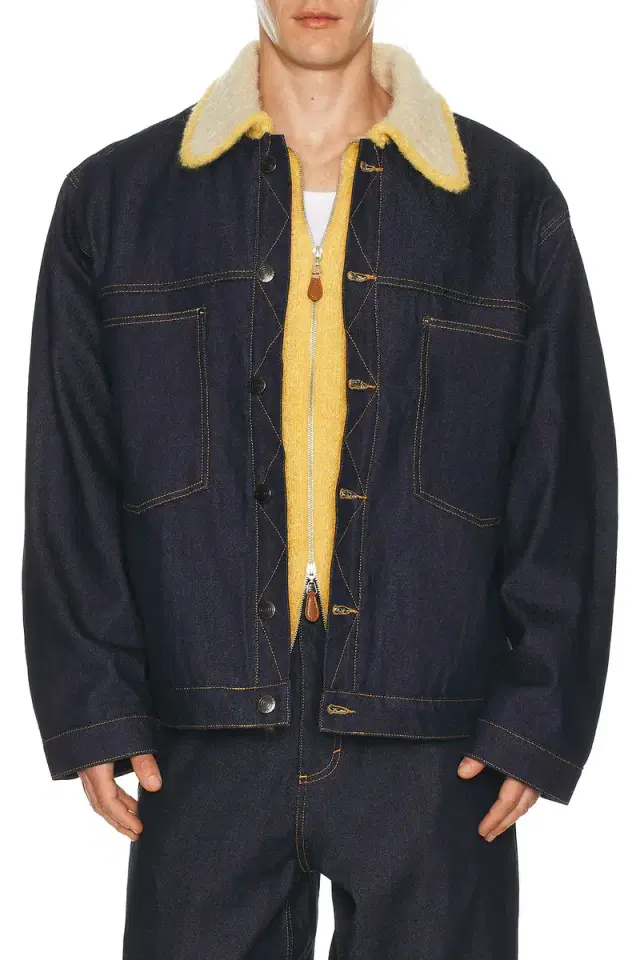 Denim Jacket With Knitted Collar