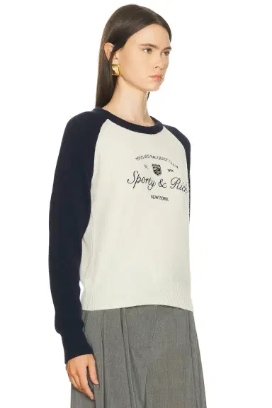 Sporty & Rich Syracuse Cashmere Baseball Sweater | Thumbnail 2