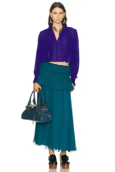Chloe Silk Long Sleeve Top | Thumbnail 4