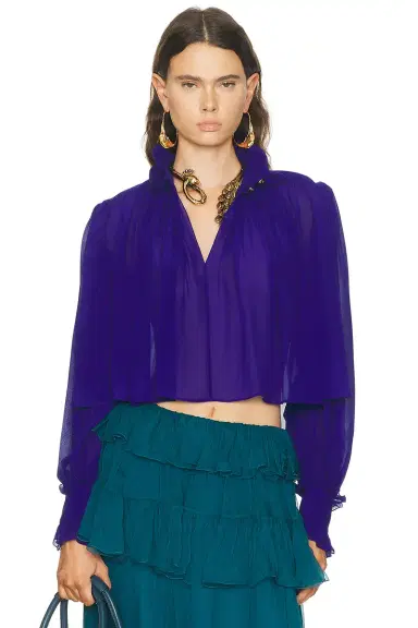 Chloe Silk Long Sleeve Top | Thumbnail 1